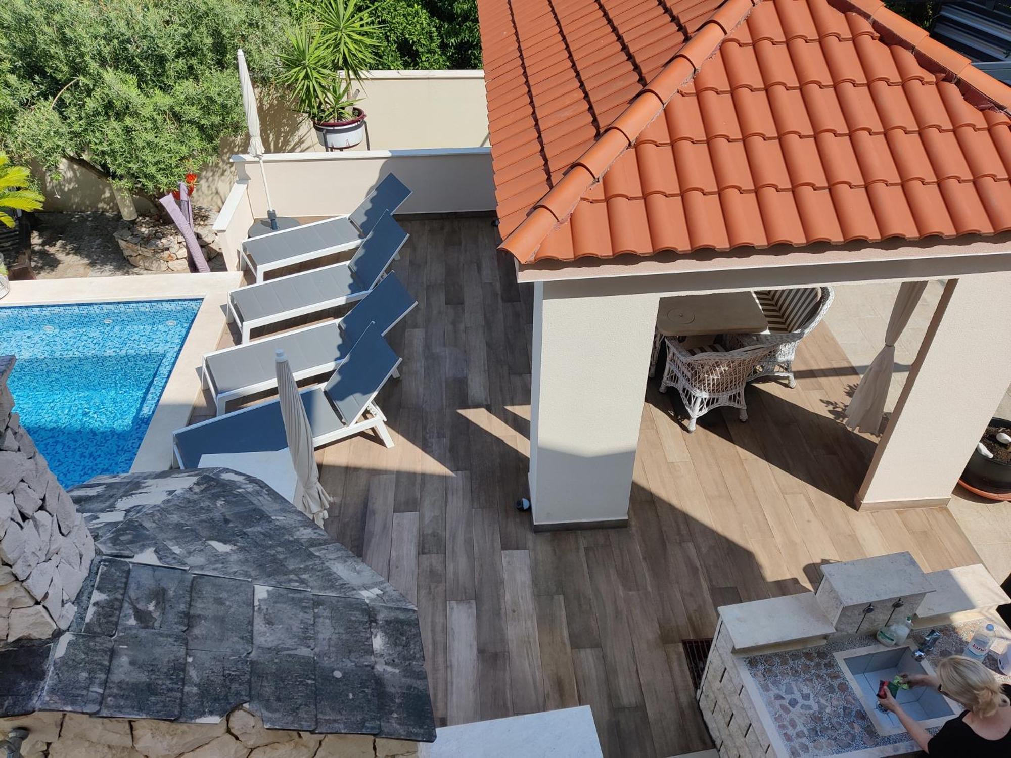 Apartments Villa A - Heating Pool Traù Esterno foto